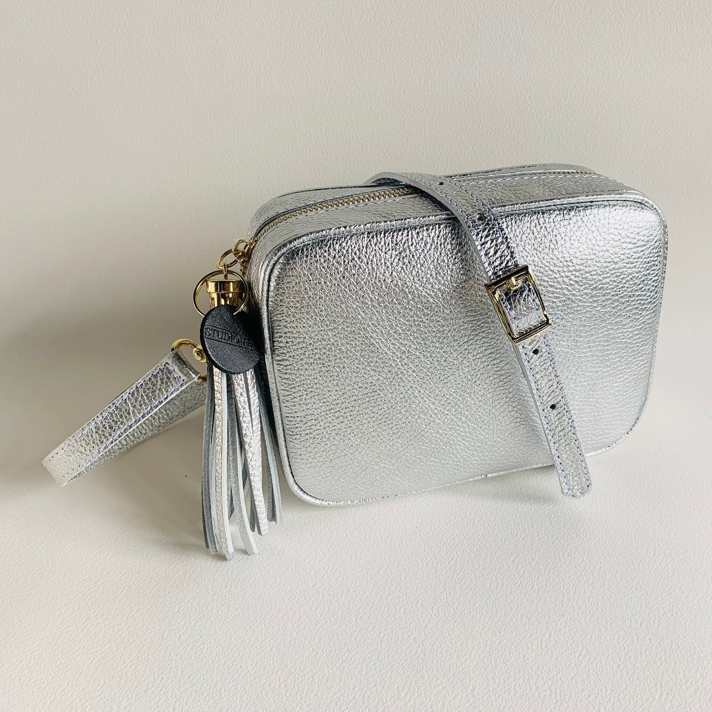 Gold/Silver Leather Crossbody Bag With Tassel - Darcy