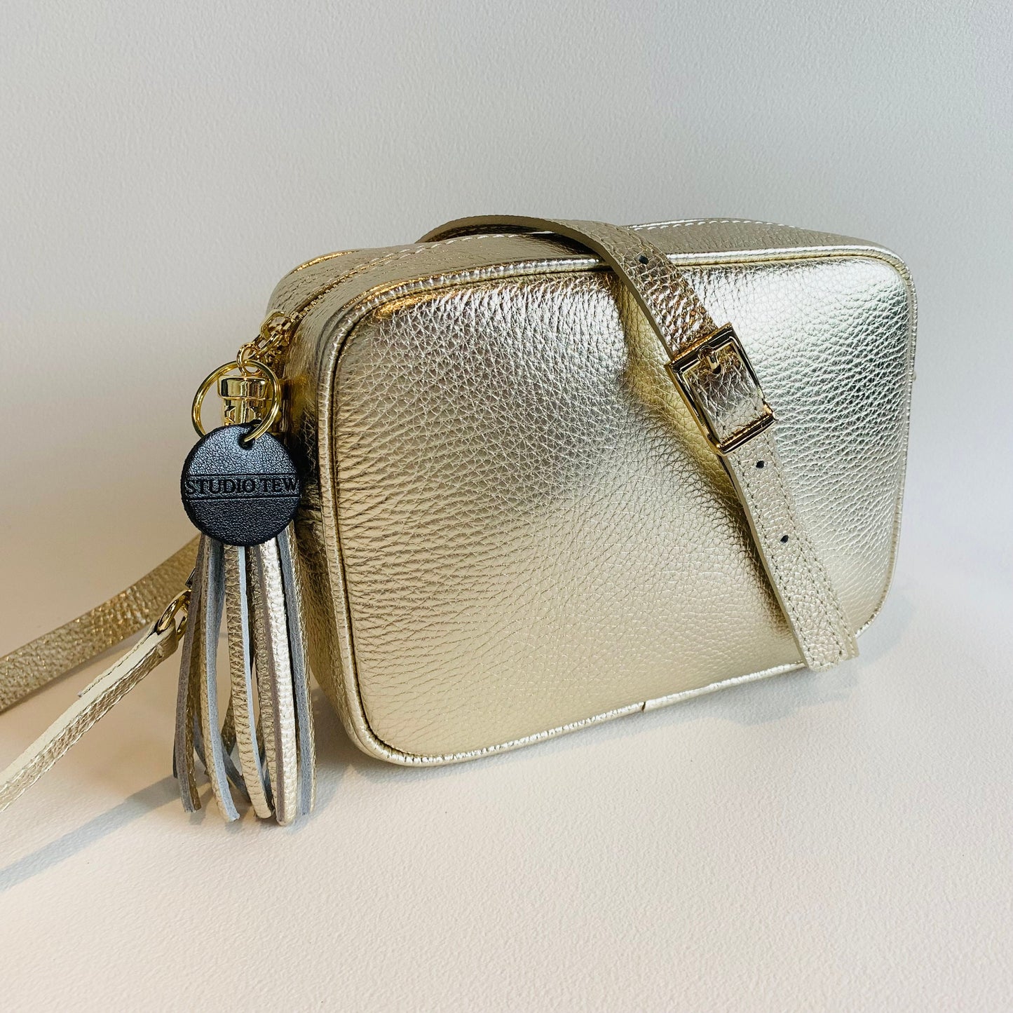 Gold/Silver Leather Crossbody Bag With Tassel - Darcy