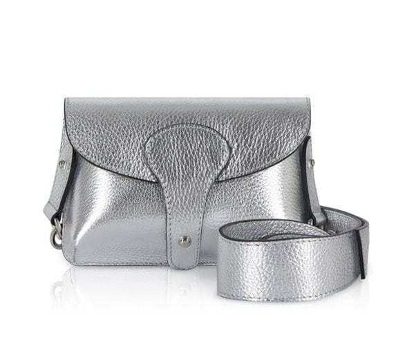 Silver Leather Compact Crossbody Bag - Vogue