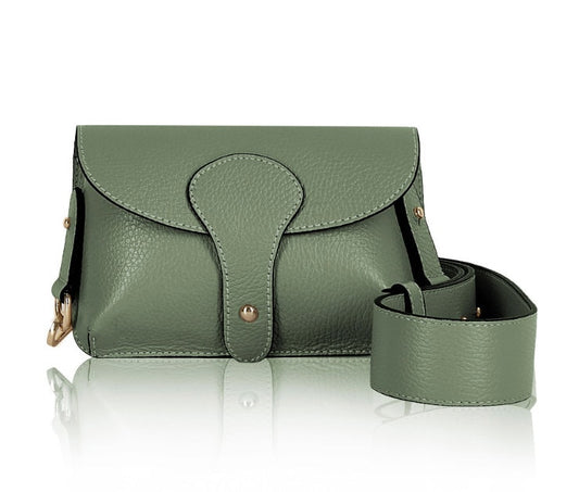 Sac à bandoulière compact en cuir vert poussiéreux - Vogue