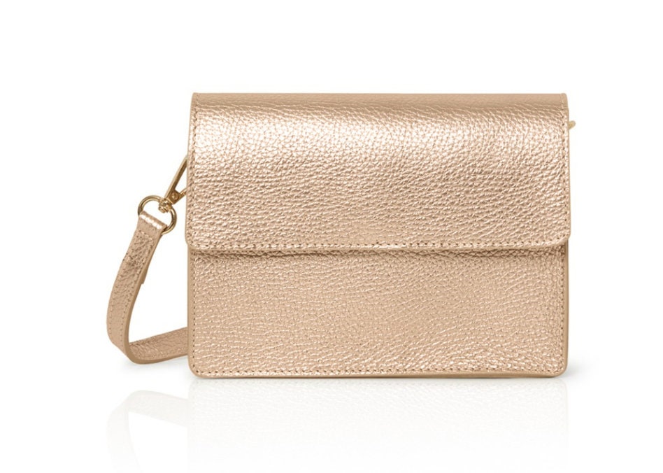 Minimalistische Tasche aus roségoldenem Leder – Zoe