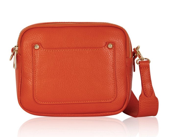 Sac Double Zip en Cuir Orange Brûlé - Victoria