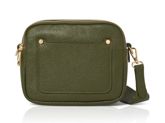 Sac Double Zip en Cuir Vert Olive - Victoria