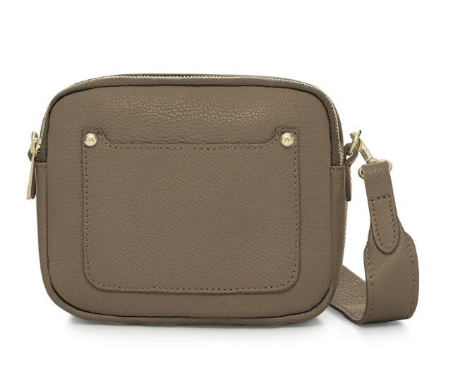 Taupe Leather Double Zip Bag - Victoria