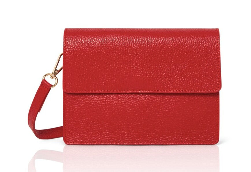 Red Leather Minimalistic Bag - Zoe