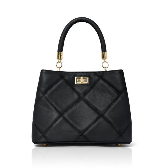 Sac matelassé diamant en cuir noir - Rachael