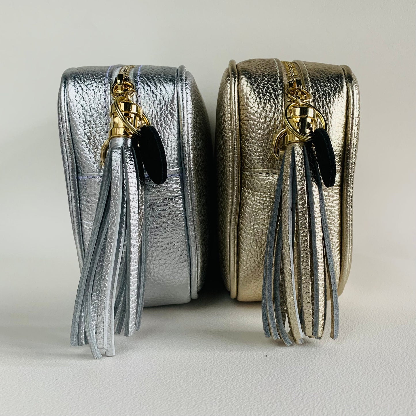 Gold/Silver Leather Crossbody Bag With Tassel - Darcy