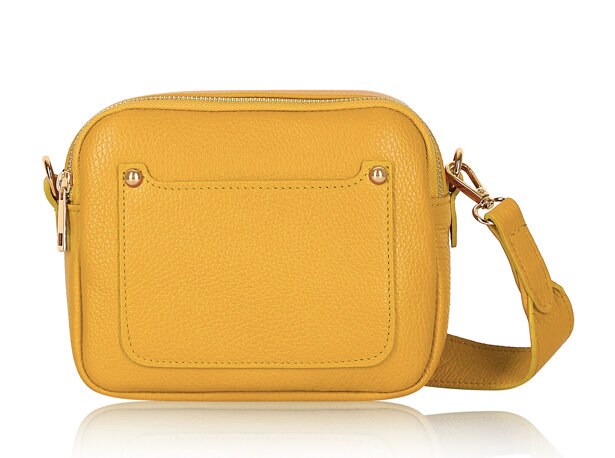 Sac Double Zip en Cuir Jaune - Victoria