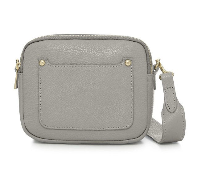 Light Grey Leather Double Zip Bag - Victoria