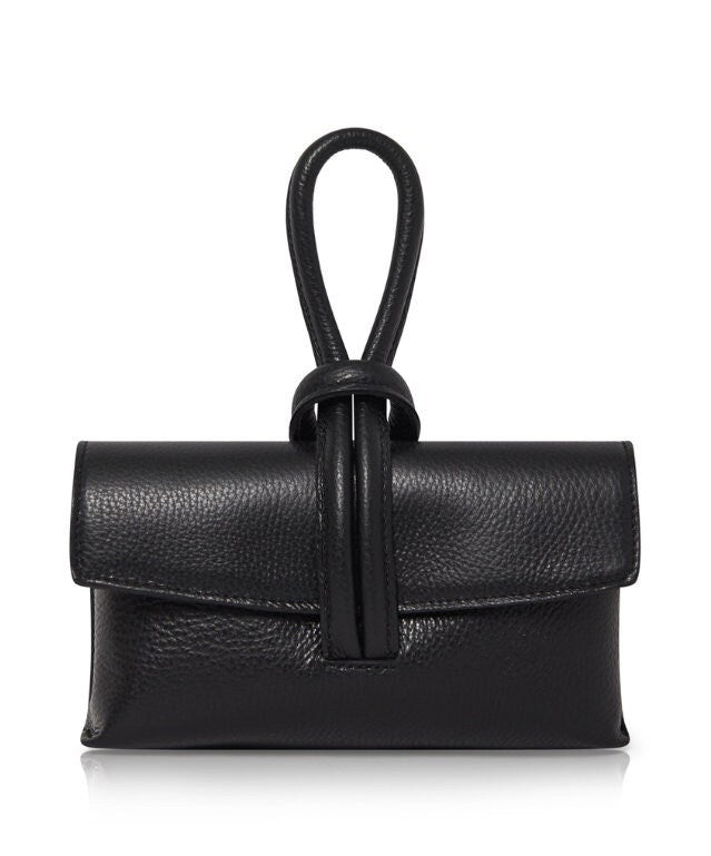 Schwarze Ledertasche mit Schlaufengriff – Claris