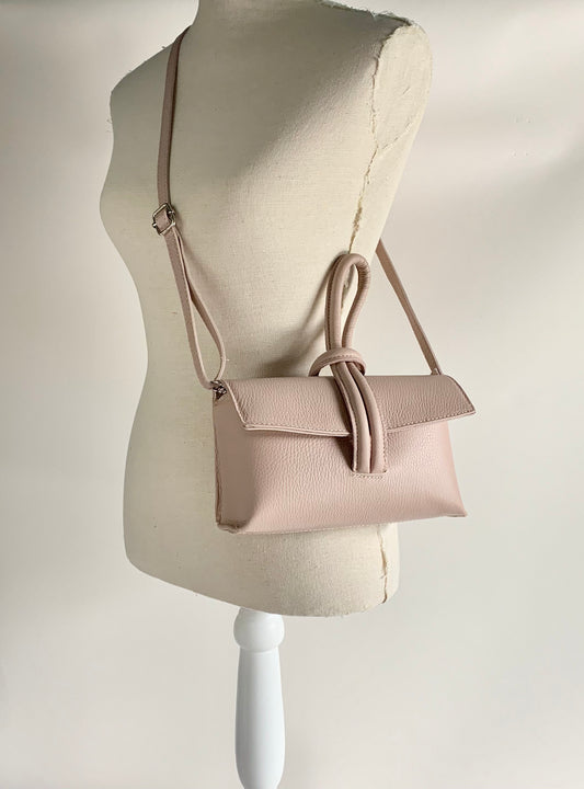 Rose Pink Leather Loop Handle Bag - Claris