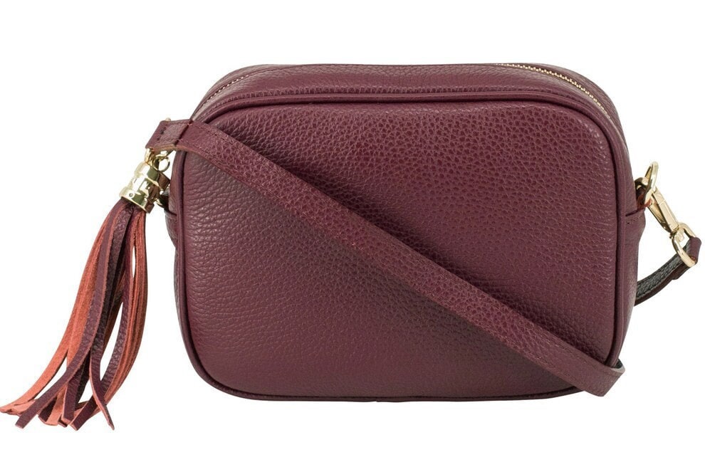 Dark Red Leather Crossbody Bag - Darcy