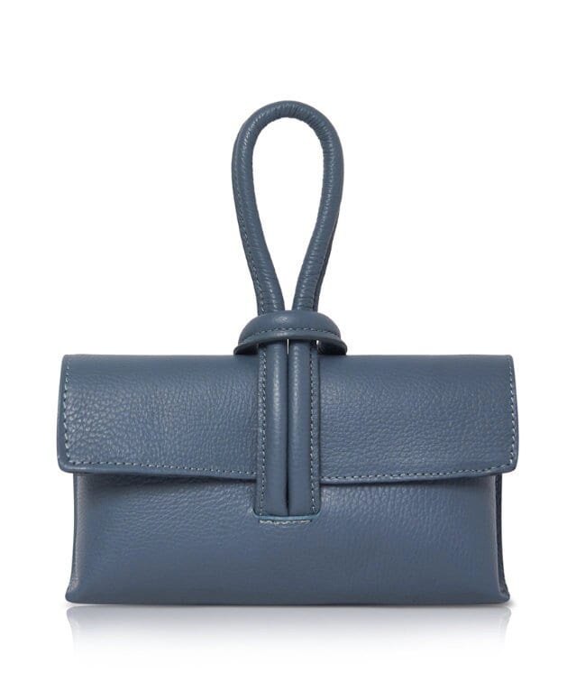 Blue Leather Loop Handle Bag - Claris