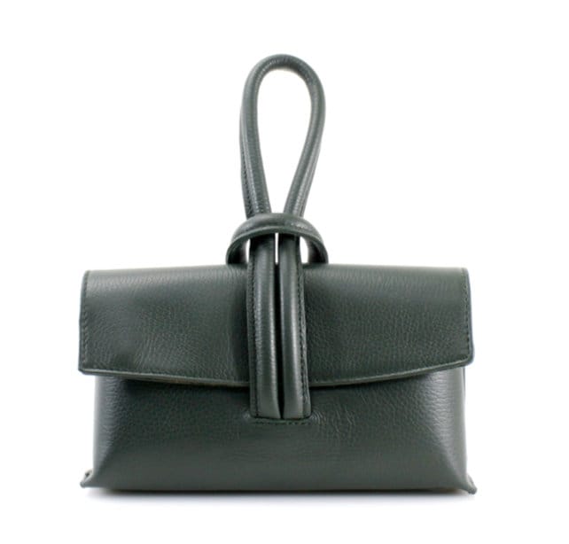 Dark Green Leather Loop Handle Bag - Claris