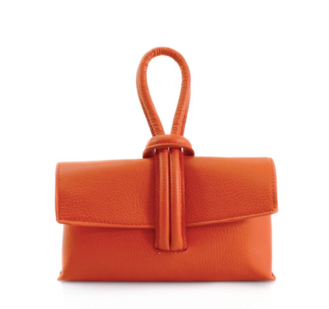 Orange Leather Loop Handle Bag - Claris