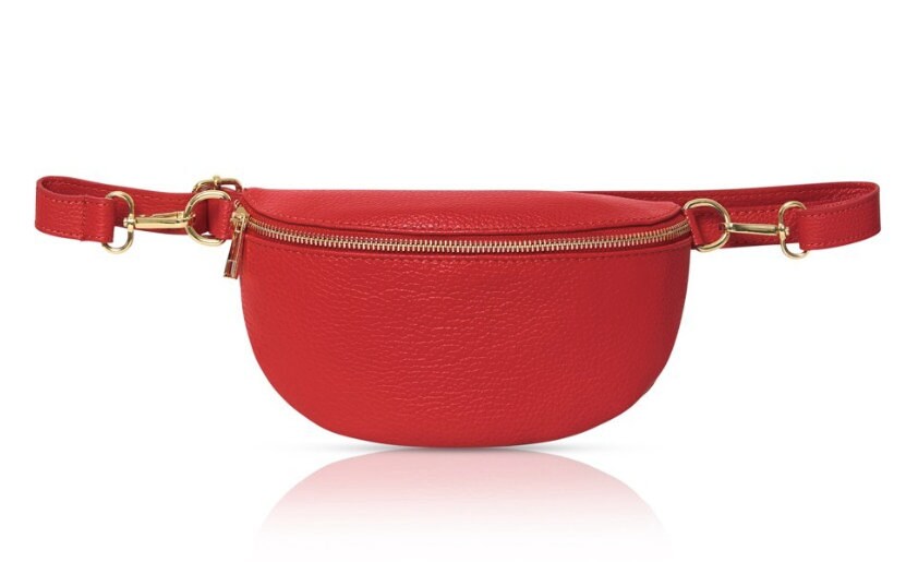 Red Leather Bum Bag - Aurora