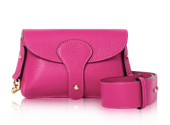 Fuchsia Leather Compact Crossbody Bag - Vogue