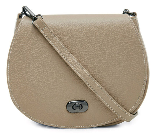 Light Taupe Leather Satchel Bag