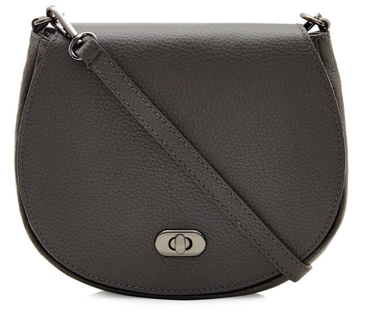 Dark Grey Leather Satchel Bag