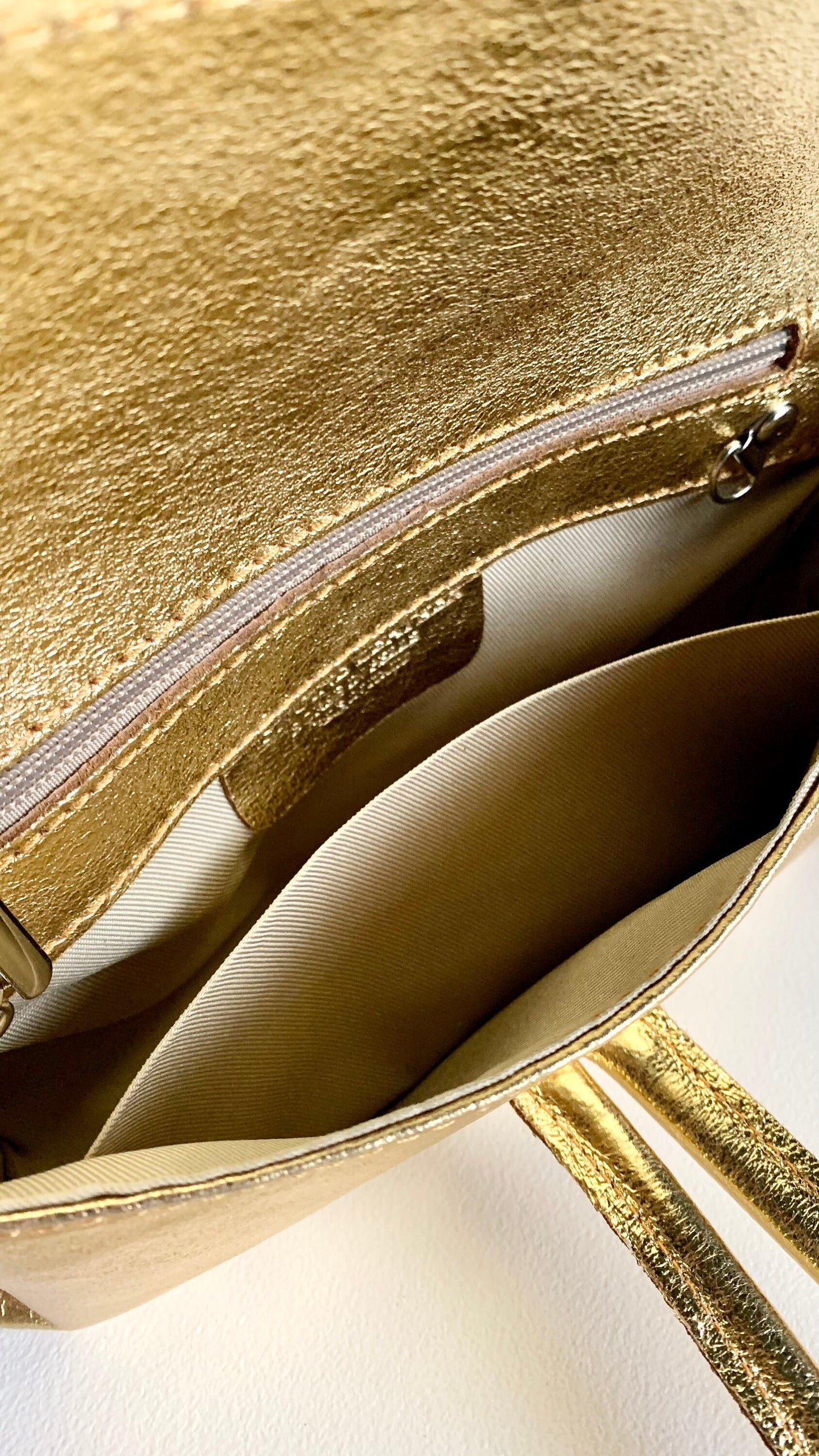 Gold Leather Loop Handle Bag - Claris