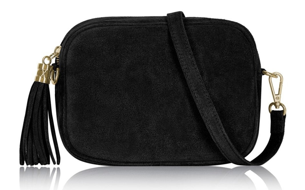 Black Suede Crossbody Bag - Jean