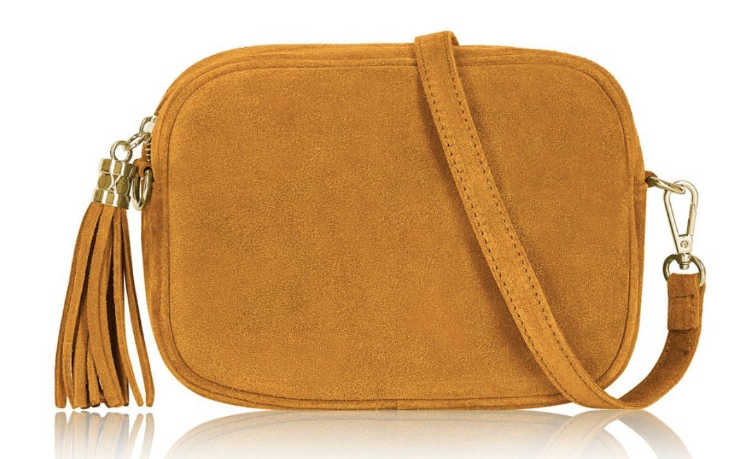 Mustard Suede Crossbody Bag - Jean