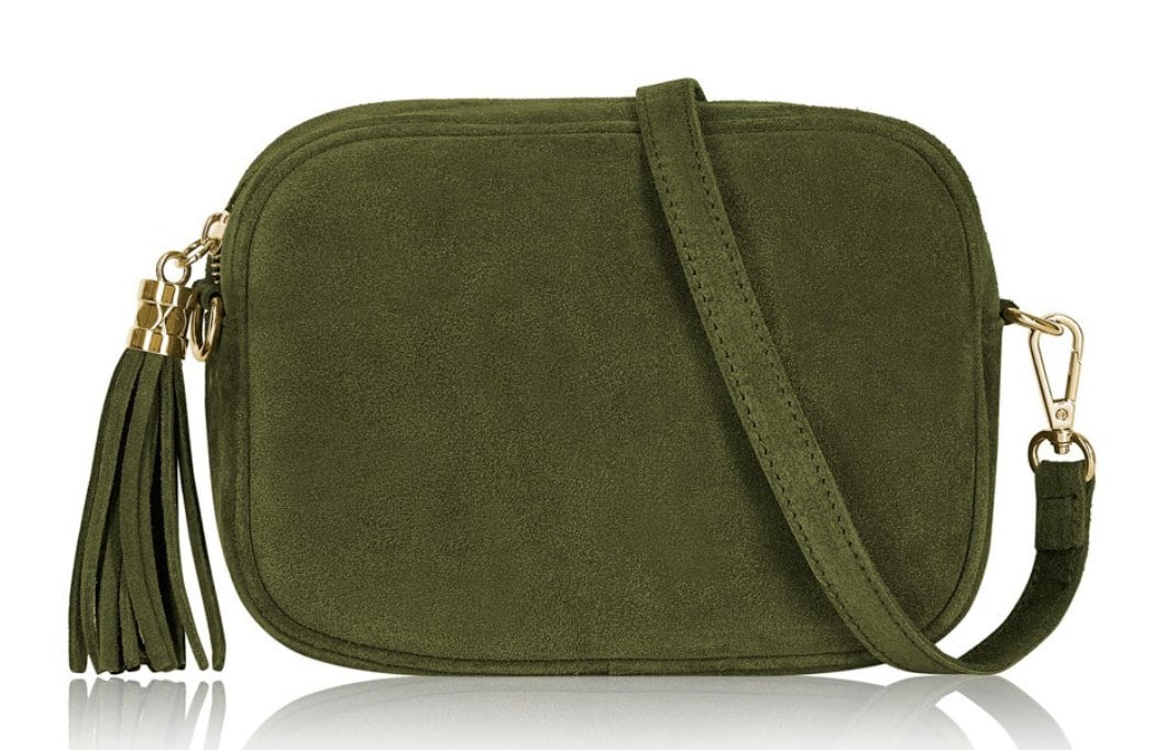 Olive Green Suede Crossbody Bag - Jean