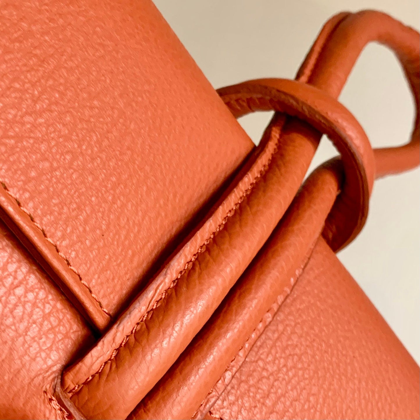 Orange Leather Loop Handle Bag - Claris