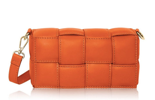 Geflochtene Tasche aus orangefarbenem Leder – London