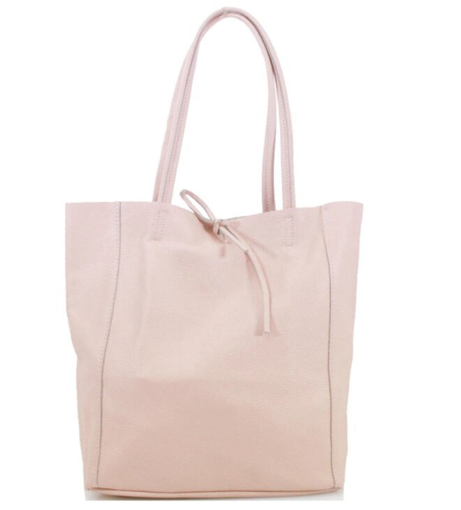 Pink Leather Shopper Bag