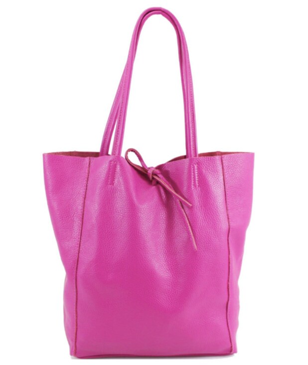 Pink Leather Shopper Bag