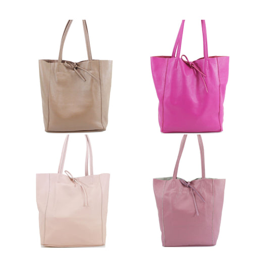 Rosa Leder-Shopper-Tasche