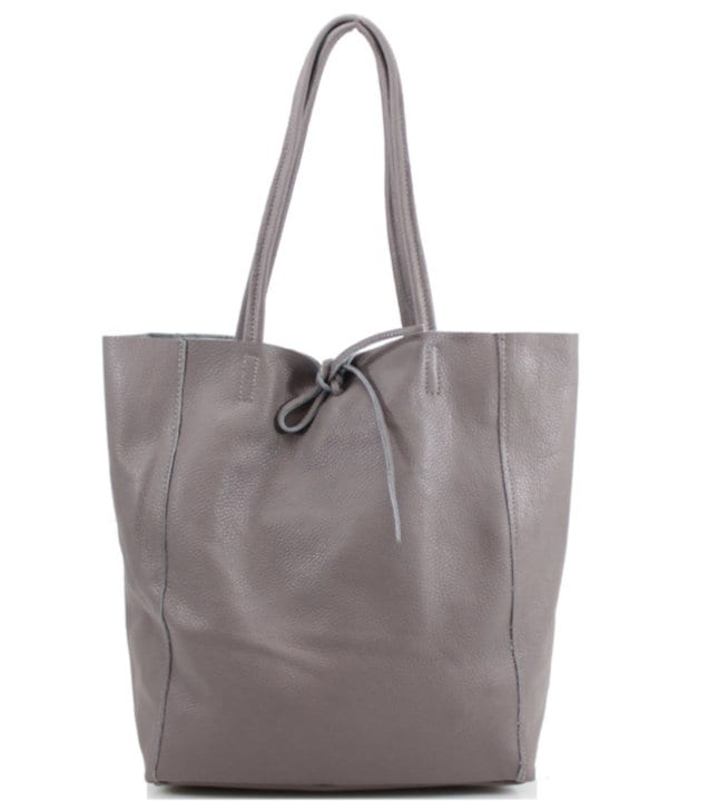 Blue/Grey Leather Shopper Bag