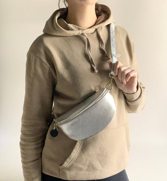 Gold/Silver Leather Bum Bag - Aurora