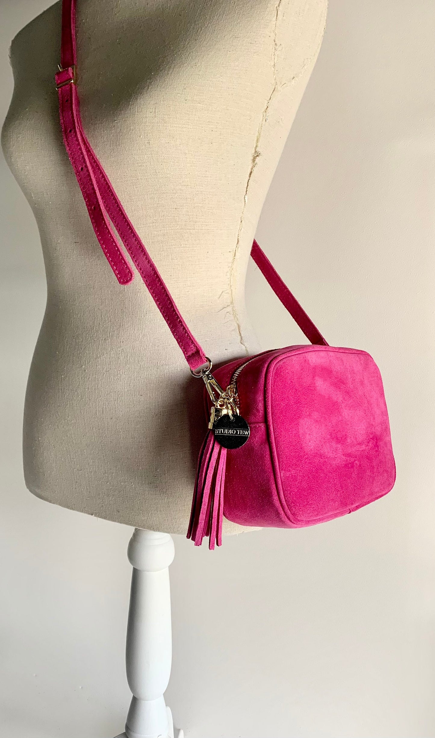 Fuchsia Suede Crossbody Bag - Jean