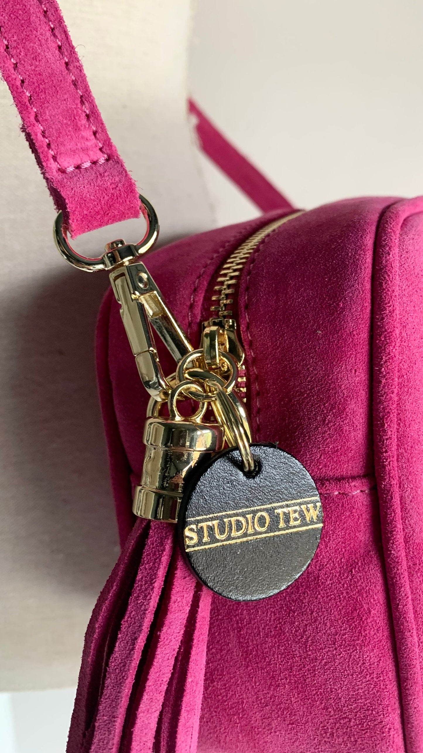 Fuchsia Suede Crossbody Bag - Jean