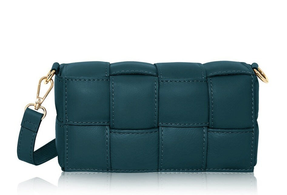 Teal Leather Weaved Bag - London