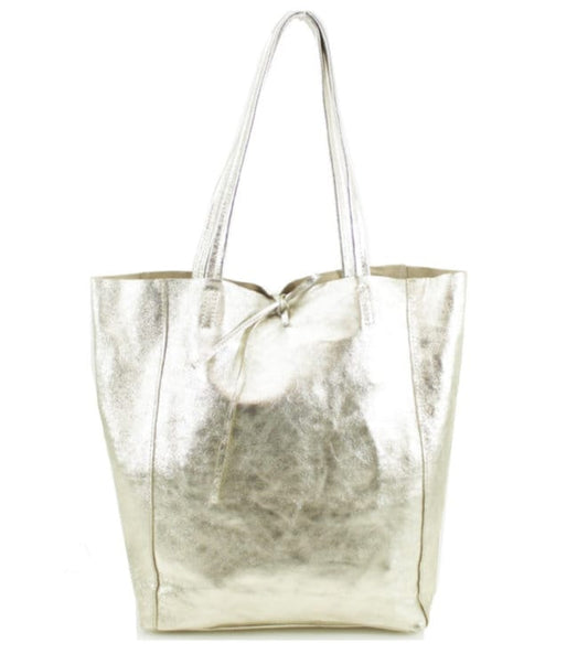 Metallic Leather Shopper Bag - Harmony