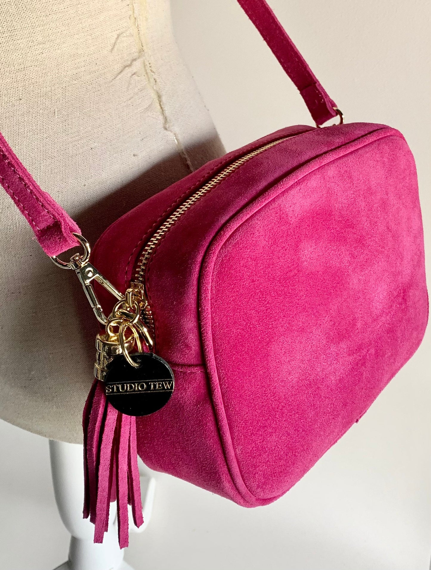 Fuchsia Suede Crossbody Bag - Jean