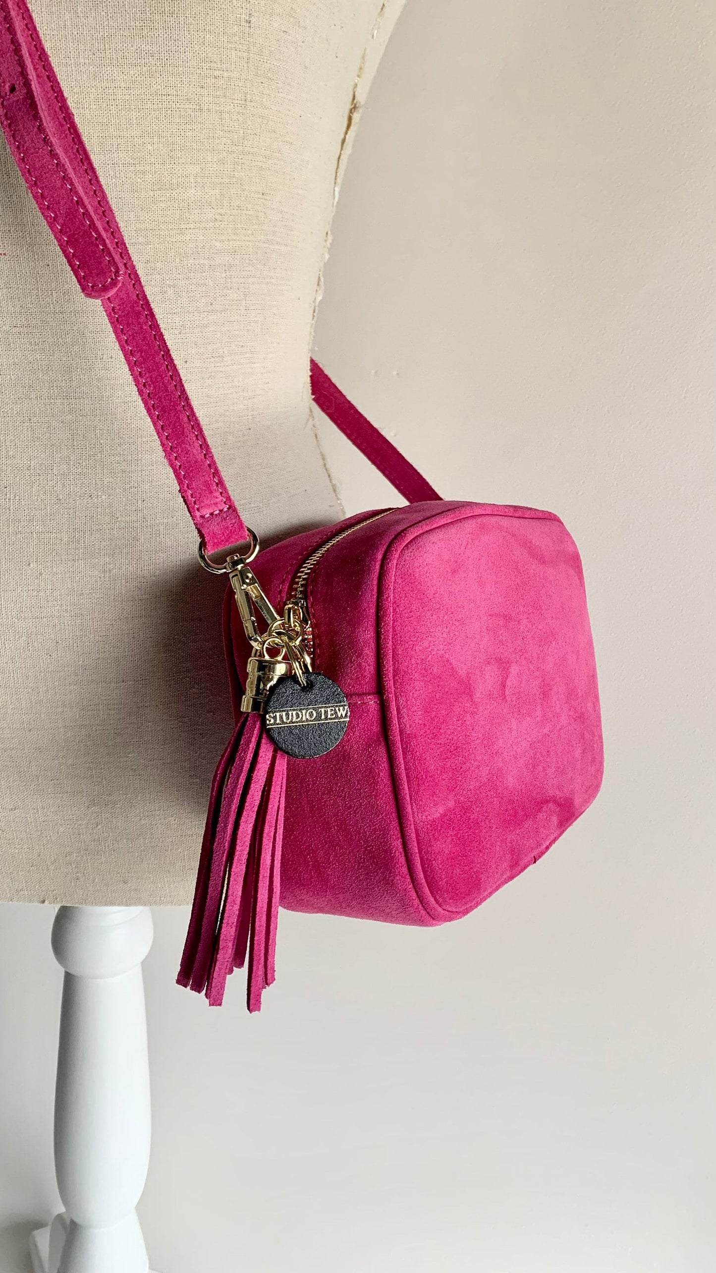 Fuchsia Suede Crossbody Bag - Jean