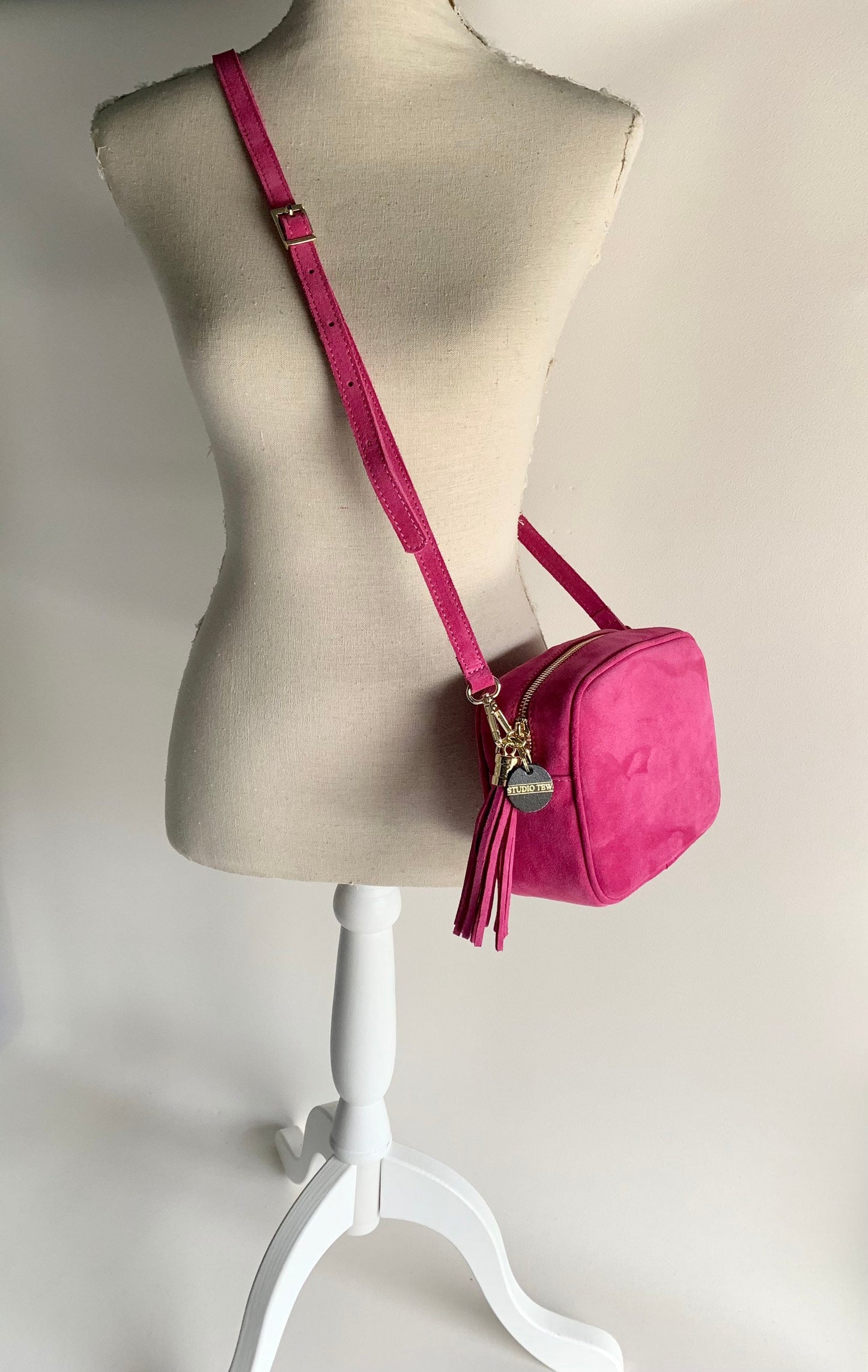 Fuchsia Suede Crossbody Bag - Jean