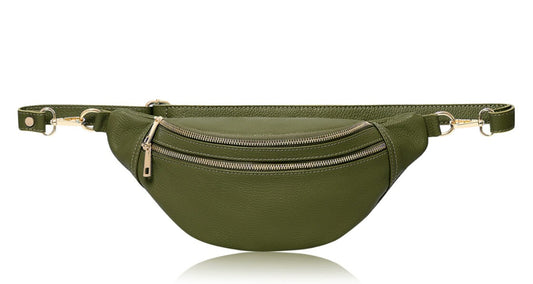 Olive Green Leather Bag - Cecilia