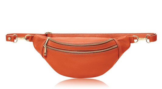 Übergroße orangefarbene Ledertasche – Cecilia