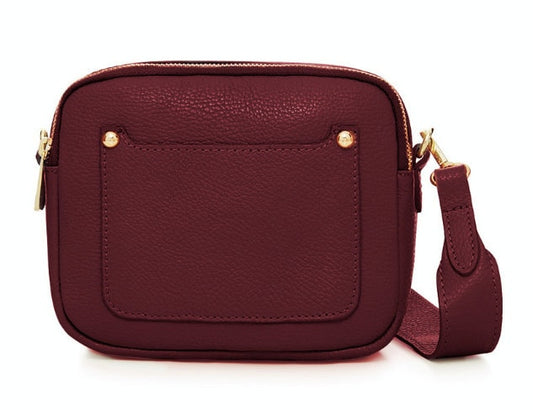 Sac Double Zip en Cuir Bordeaux - Victoria