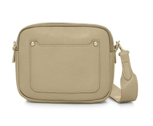 Sac Double Zip en Cuir Taupe Clair - Victoria