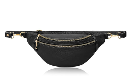 Übergroße schwarze Ledertasche – Cecilia