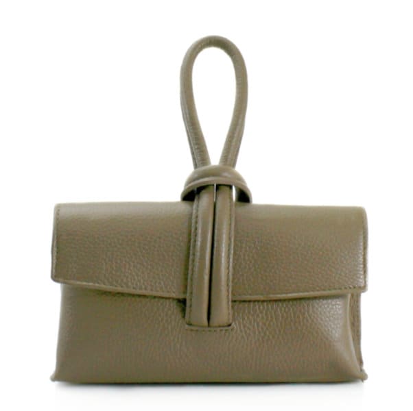 Taupe Leather Loop Handle Bag - Claris