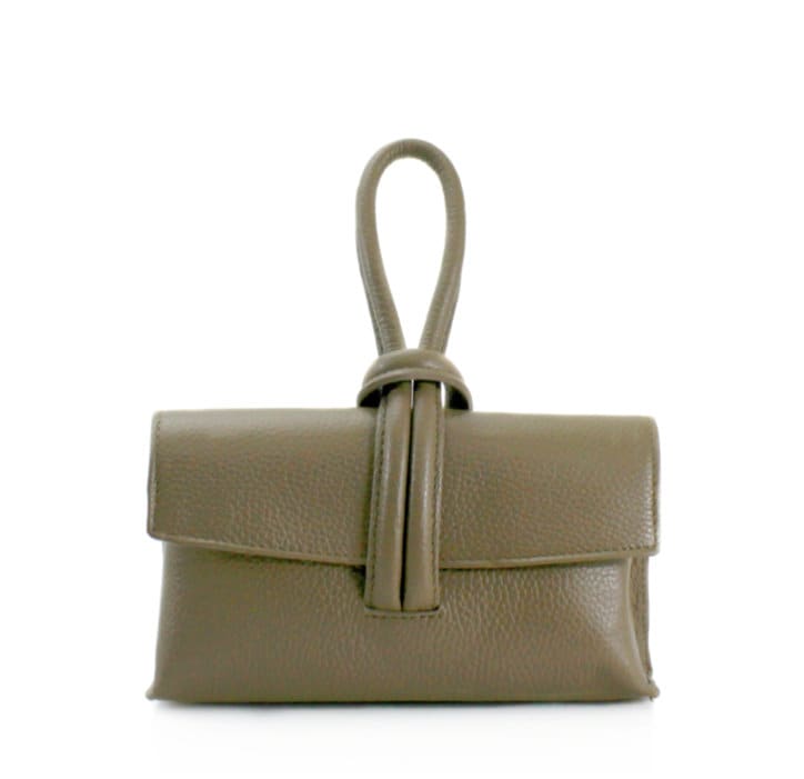 Taupe Leather Loop Handle Bag - Claris