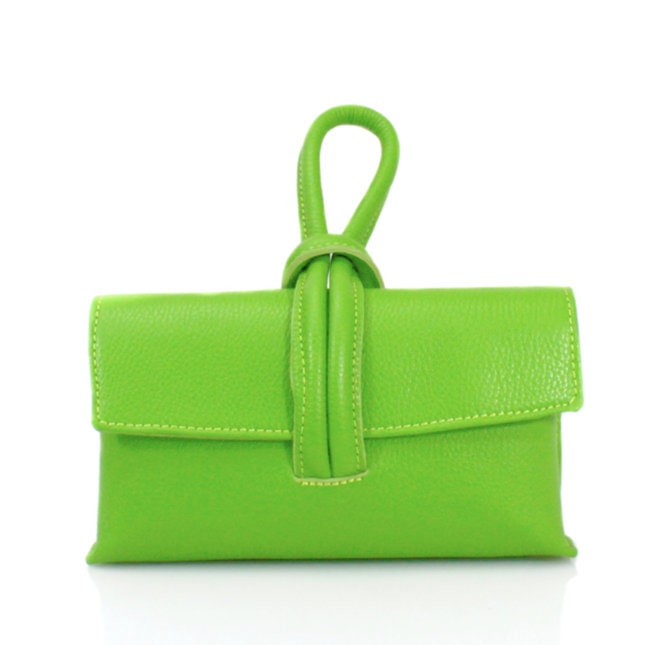 Sac à poignée en cuir vert citron - Claris