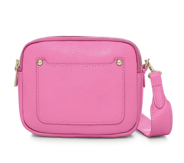 Bright Pink Leather Double Zip bag - Victoria